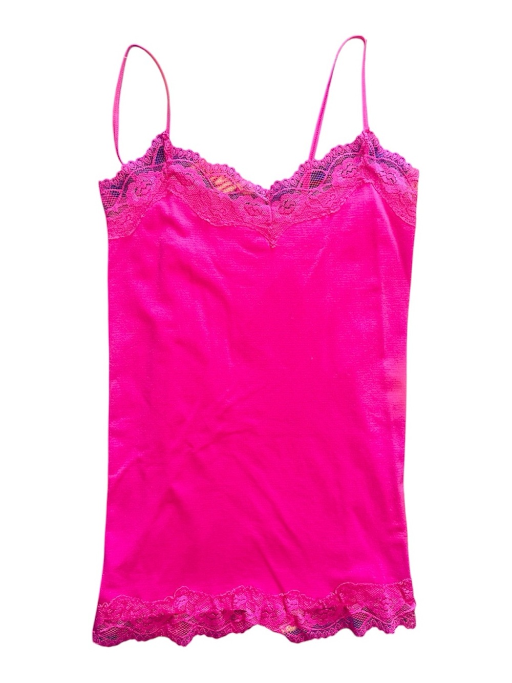 Y2K Energie Hot Pink Lace Trim Cami